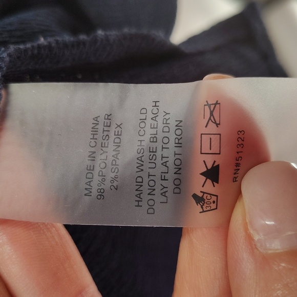 Vince Camuto Blouse Size Medium Navy Blue 3 Quarter Balloon Sleeve Textured - Picture 4 of 4